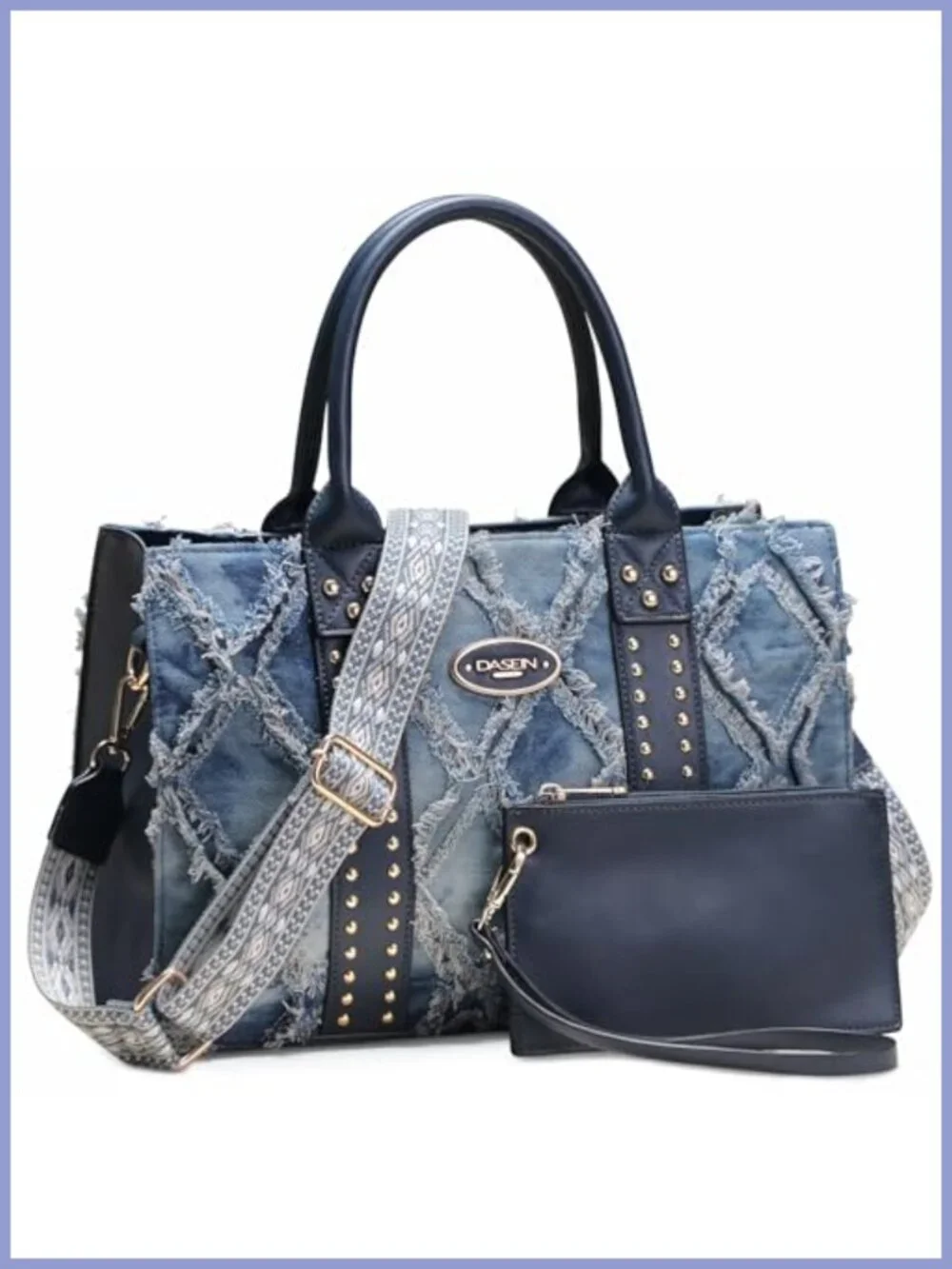 Vegan Leather 3-Piece Satchel Hobo Shoulder Purse Set with Wristlet & Cosmetic